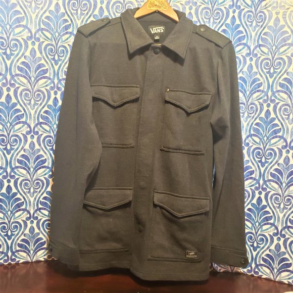 Van's Mens Four Pocket Field coat heavy cotton poly tweed utility size Med